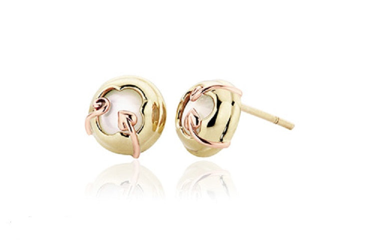 Clogau 9ct gold Tudor Court MOP stud earrings Ref HRPE