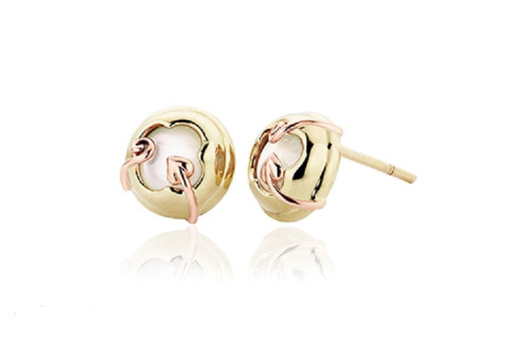 Clogau 9ct gold Tudor Court  MOP stud earrings Ref HRPE
