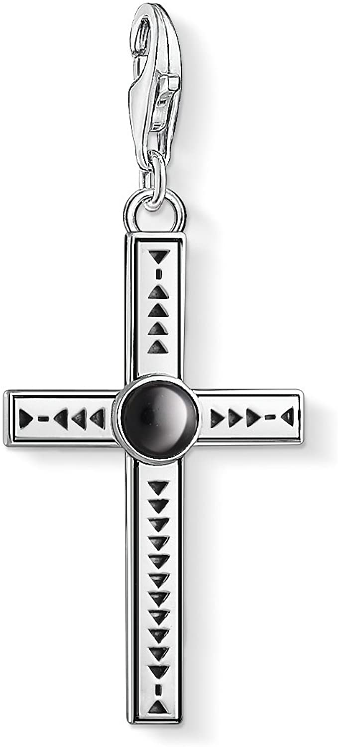 Thomas Sabo Sterling Silver Onyx set Ethnic Cross charm ref 1678-698-11