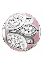 Thomas Sabo Sterling Silver CZ set Pink Lotus Blossom Karma Bead charm ref K0203-041-9
