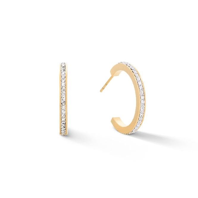 Coeur de Lion Stainless Steel CZ set half hoop earrings 0139/21-1816