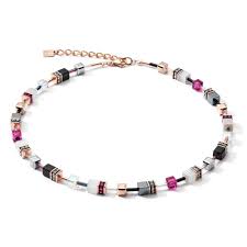 Coeur De Lion Geocube® Rose Gold, White & Pink Necklace 4013/10-0400