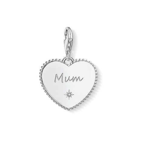 Thomas Sabo Sterling Silver CZ set Heart MUM charm Ref 1686 £59
