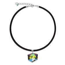 4889/10-1500 Coeur de Lion Stainless Steel Crystal pendant on cord