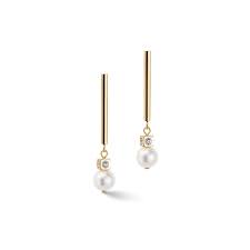 Coeur de Lion Stainless Steel gold coloured Fresh water pearl drop earrings 1102/21-1416