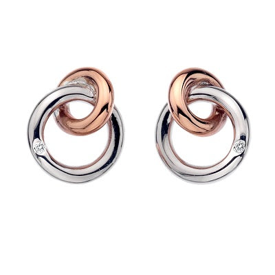 Hot Diamonds Sterling Silver Eternity Interlocking Two Tone Stud Earrings DE309