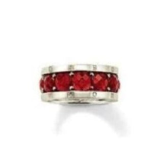 Thomas Sabo Sterling Silver Red CZ set ring Size 54 ref TR1756-012-10-54