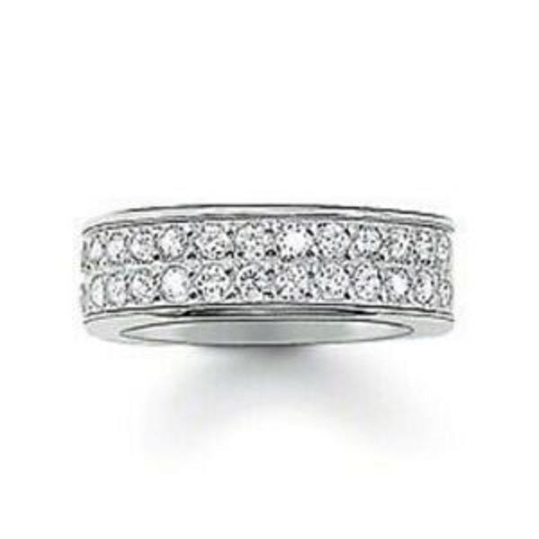 Thomas Sabo Sterling Silver 2 row CZ Ring Size 56 ref TR1891-051-14-56