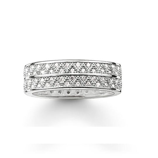 Thomas Sabo Sterling Silver CZ set Zig Zag band ring Band TR2051-051-14-54 Size 54/N