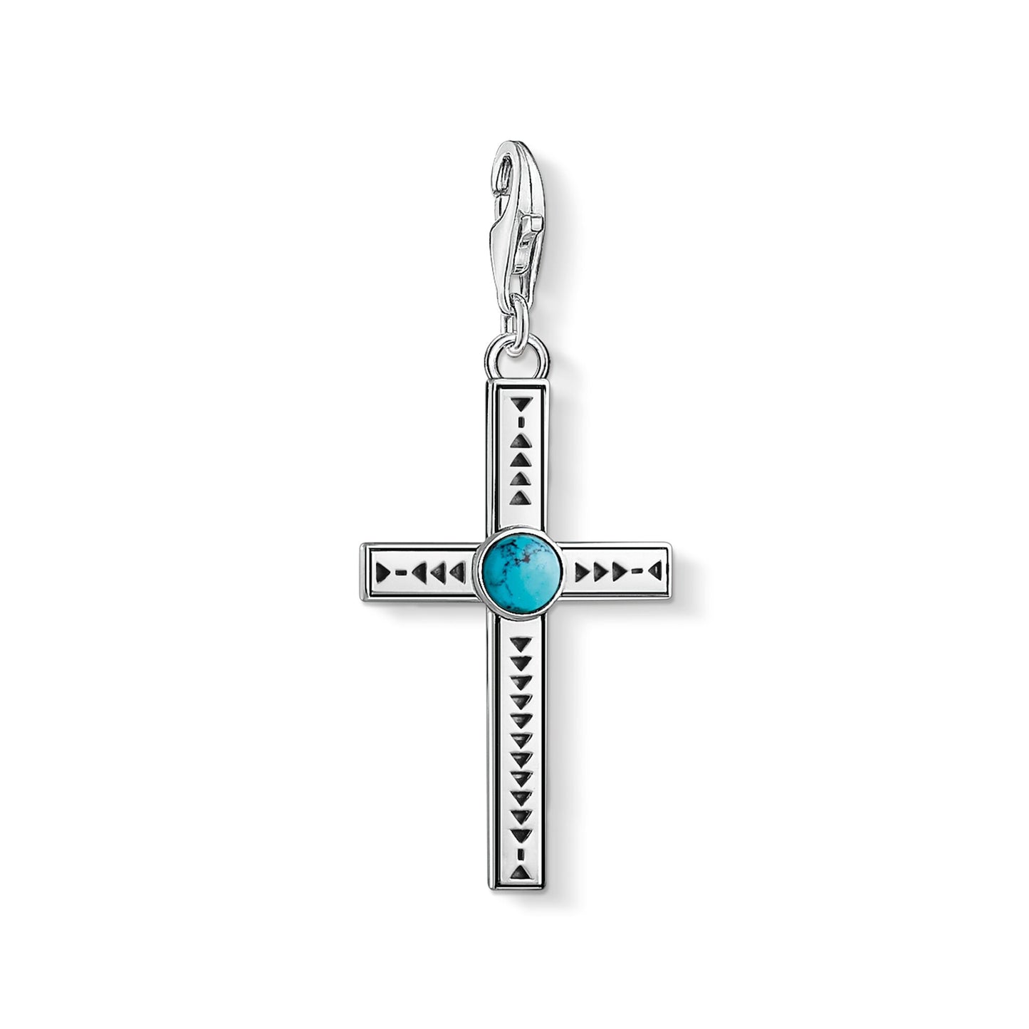 Thomas Sabo Sterling Silver Turquoise set Ethnic Cross charm ref 1677-878-17