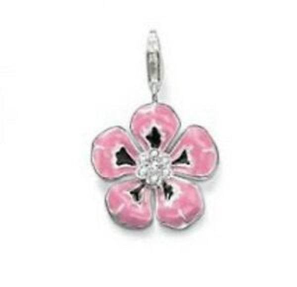 Thomas Sabo Silver Pink Enamel Flower Pendant charm ref T0317-041-9