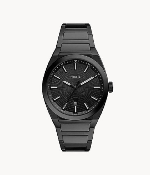 FS5824 Fossil Everett Three-Hand Date Black Stainless Steel Watch