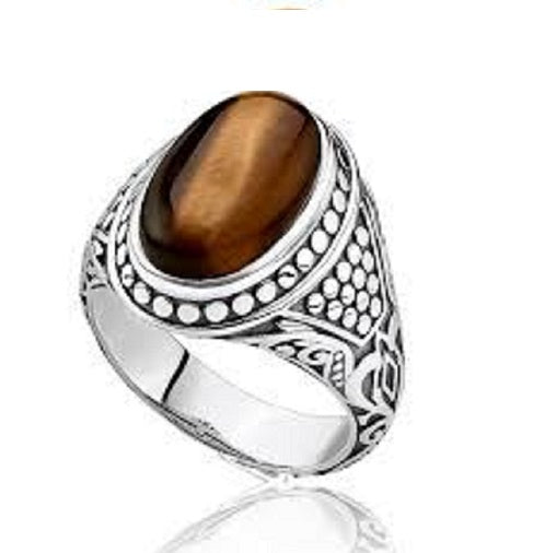 Thomas Sabo Sterling Silver Tiger Eye Signet Ring TR2241-826-2-62 Size 62/T