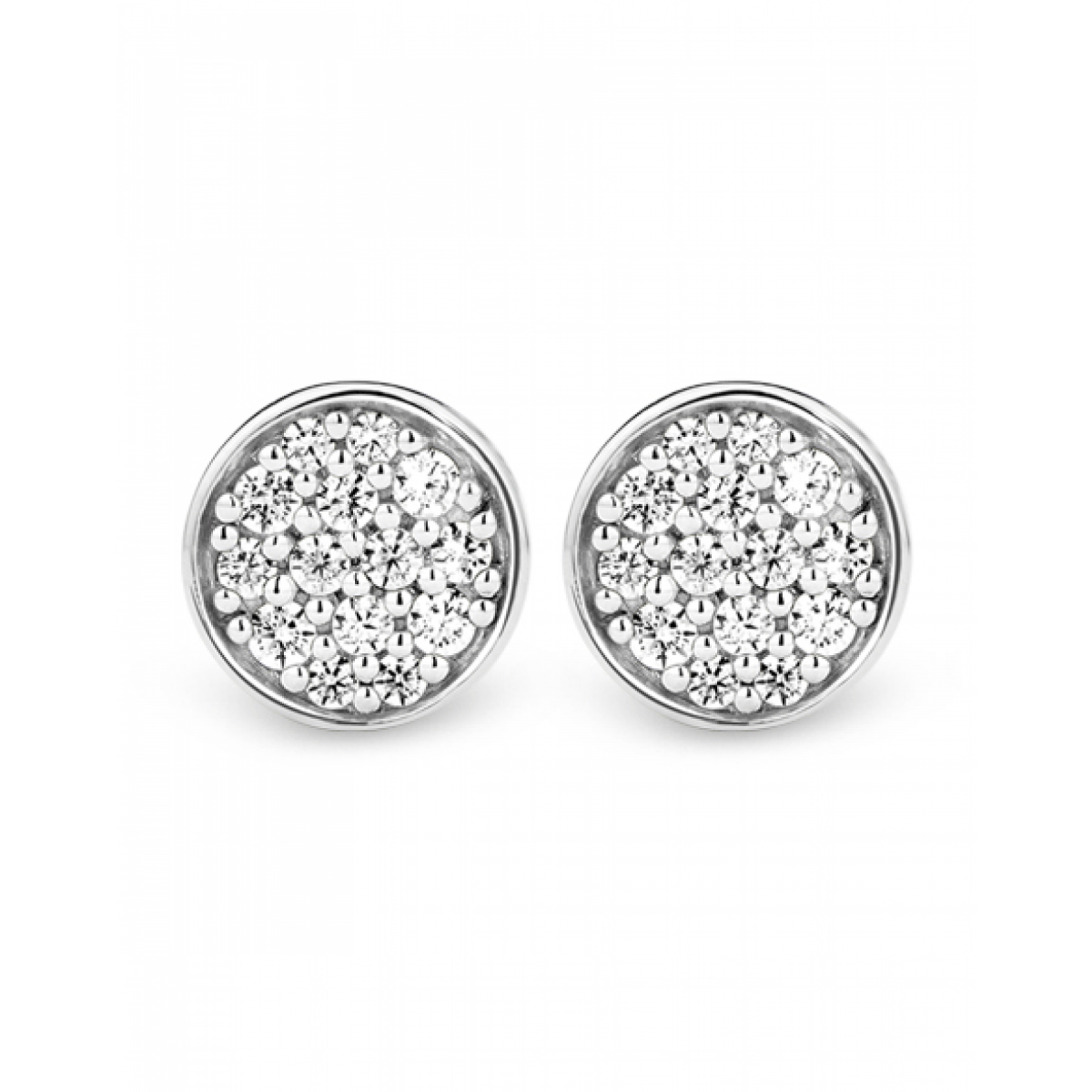 Ti Sento Sterling Silver Round Cubic Zirconia Pave Studs Earrings ref 7654ZI