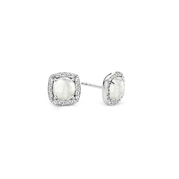 Ti Sento Sterling Silver MOP and CZ set Stud earrings ref 7676MW