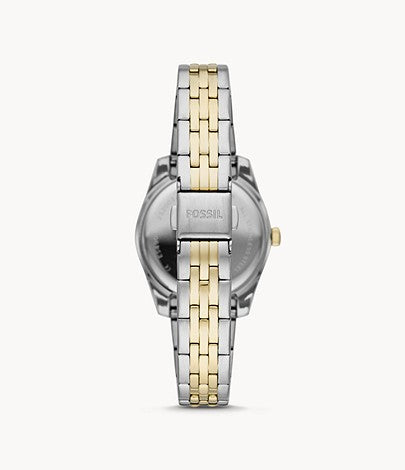 Fossil Lady Scarlette Mini Three-Hand Date 2 Tone Bracelet Watch ref ES4899