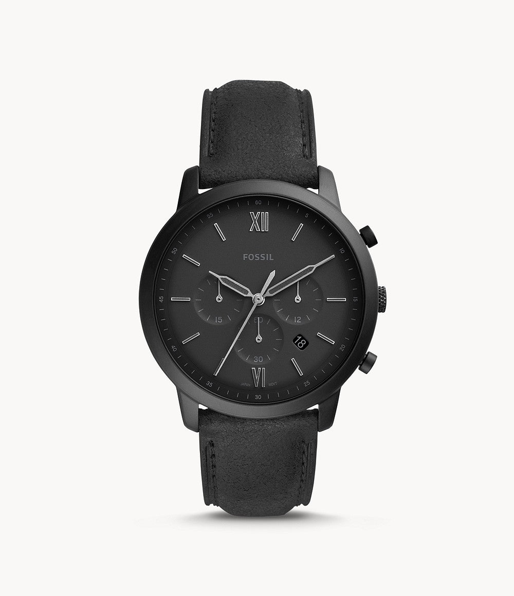 Fossil Neutra Chronograph Black Stainless Steel Watch on Leather Strap