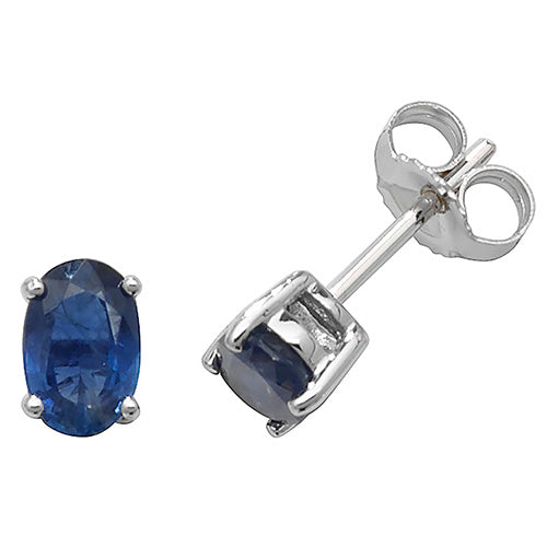 9ct Yellow Gold 4x6mm Sapphire Stud Earrings