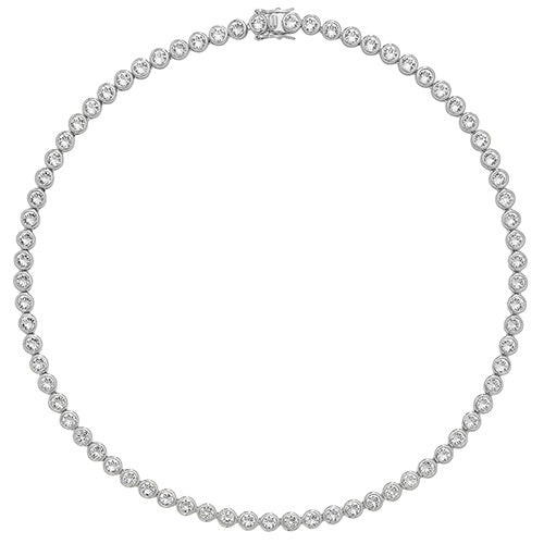 Sterling Silver Cubic Zirconia Tennis Necklace 16"