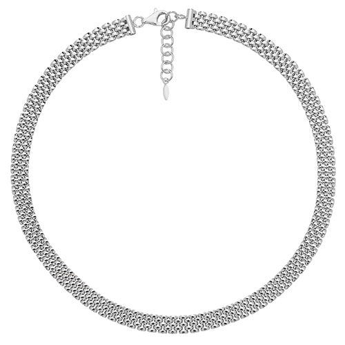 Sterling Silver Ladies Brick Links Necklace 16"