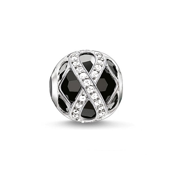 Thomas Sabo Sterling Silver CZ set Black infinity Karma Bead Charm ref K0174-027-18