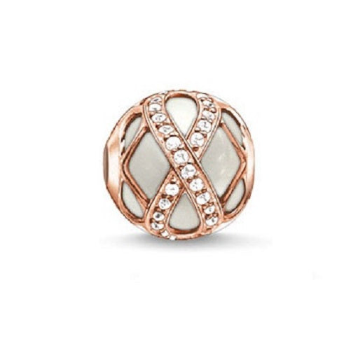 Thomas Sabo Sterling Silver Rose gold plated CZ set Infinity Karma Bead charm ref K0175-841-14