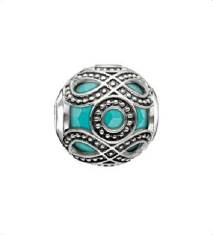 Thomas Sabo Sterling Silver Turquoise Ethnic Karma Bead charm ref K0209-878-17