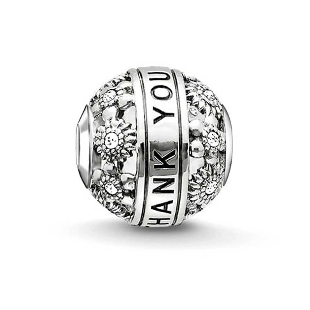 Thomas Sabo Sterling Silver THANK YOU Karma Bead charm ref K0213-643-14