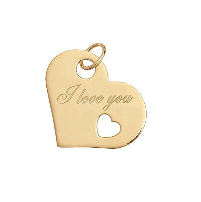 9ct Yellow Gold Heart Pendant Engraved I LOVE YOU 1.5grms Ref PN039