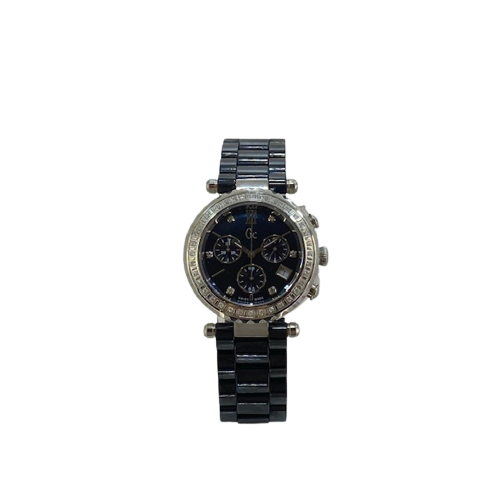 GC Ladies Chronograph Diamond set Black Ceramic Bracelet watch ref 01500M2