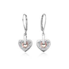 Clogau Sterling Silver /9ct Rose Gold Cariad Sparkle Drop Earrings Ref 3SCCE01