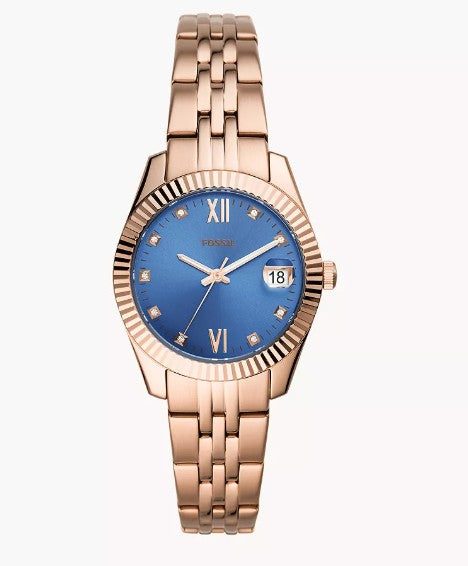 Fossil Lady Scarlette Mini Three-Hand Date Rose Gold Bracelet Watch ref ES4901