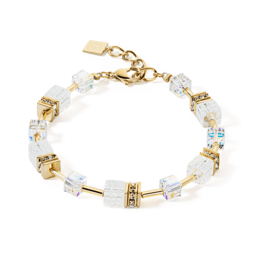 3018/30-1416  Coeur De Lion Stainless Steel Geo-Cube iconic Gold & White Bracelet