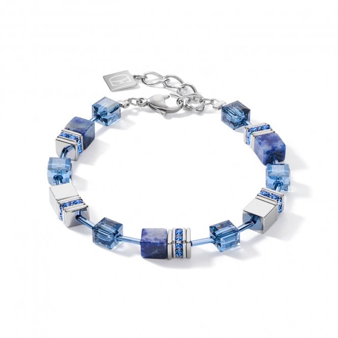 4017/30-0700 Coeur De Lion Geo Cube Sodalite & Haematite Blue Bracelet