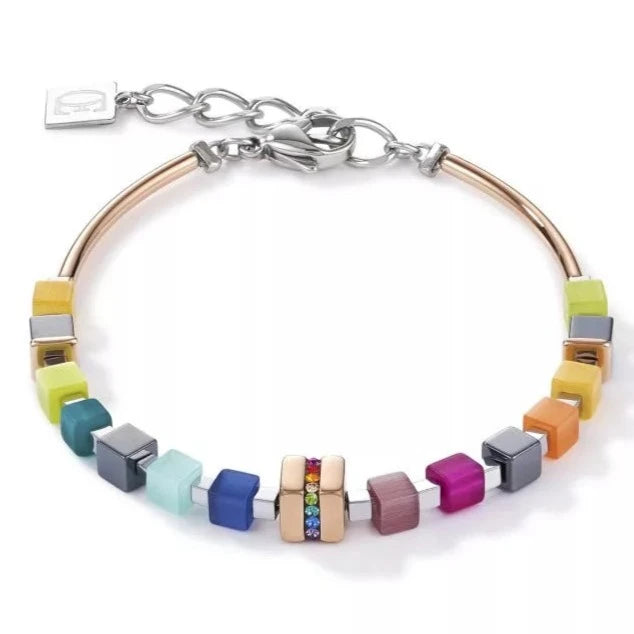 5009/30-1500 Coeur De Lion Stainless Steel Multicolour Cube Bracelet