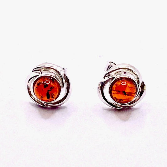 Silver Amber set Stud Earrings