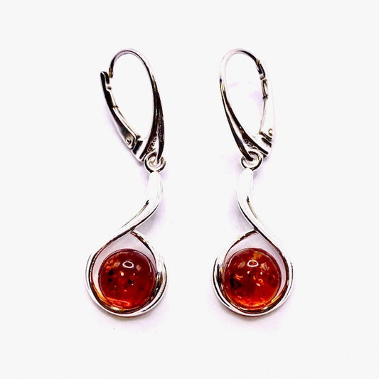 Silver Amber set Drop Earrings