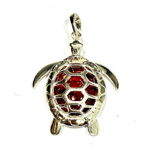Silver Amber Tortoise Pendant