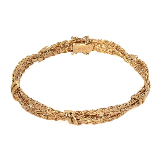 9ct Yellow Gold, Hand-made Intricate Twisted Link Bracelet