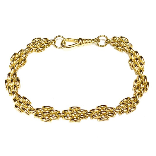 9ct Yellow Gold Brick Link 7.5" Hand Made Bracelet