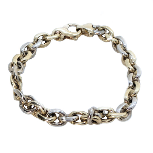 9ct Yellow & White Gold 2-tone Belcher Chain Bracelet