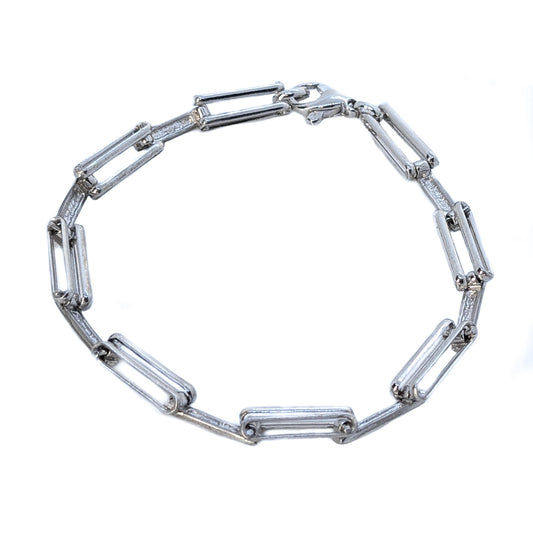 9ct White Gold Savannah Fancy Link Gate Bracelet 7.5"