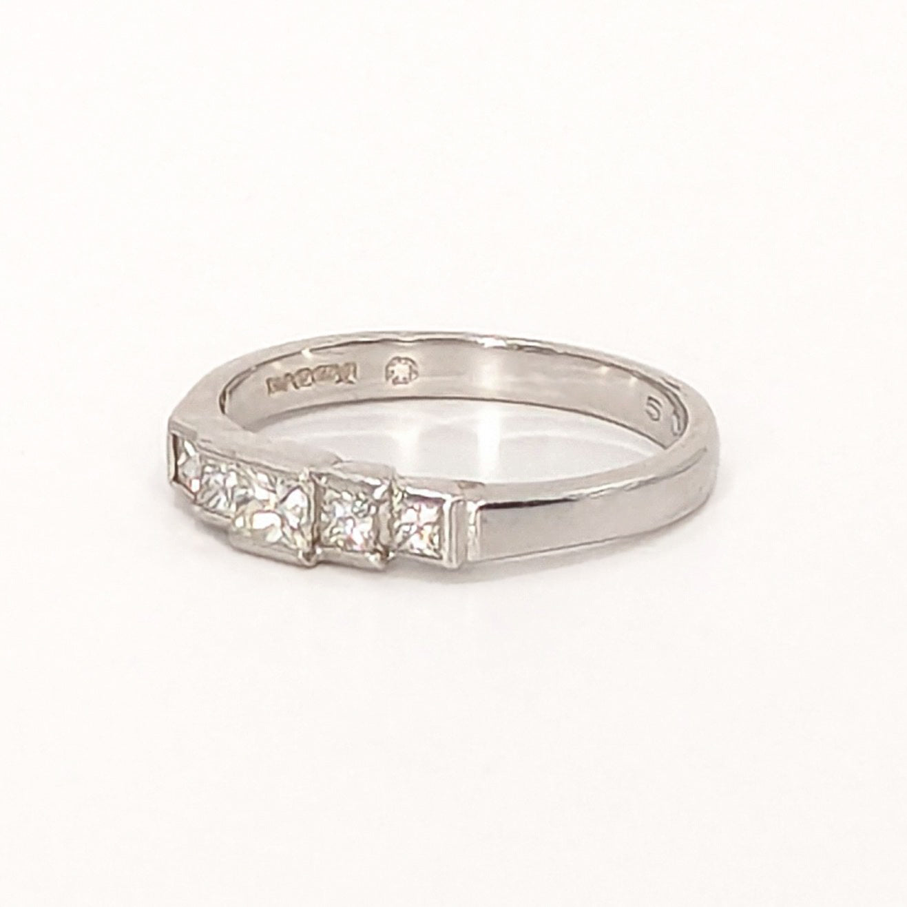 18ct White Gold Princess Cut 5 Diamond Ring