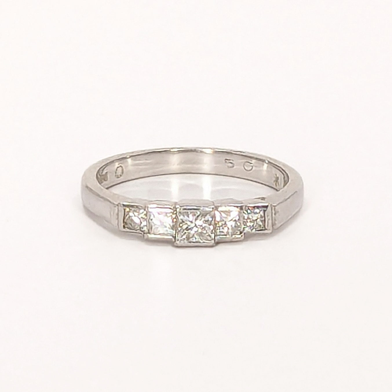 18ct White Gold Princess Cut 5 Diamond Ring