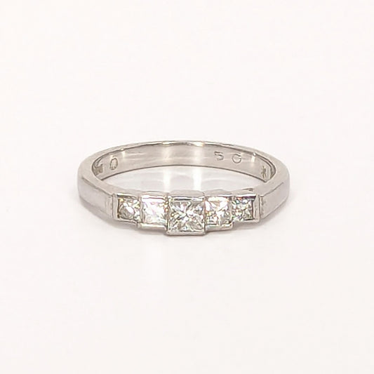 18ct White Gold Princess Cut 5 Diamond Ring