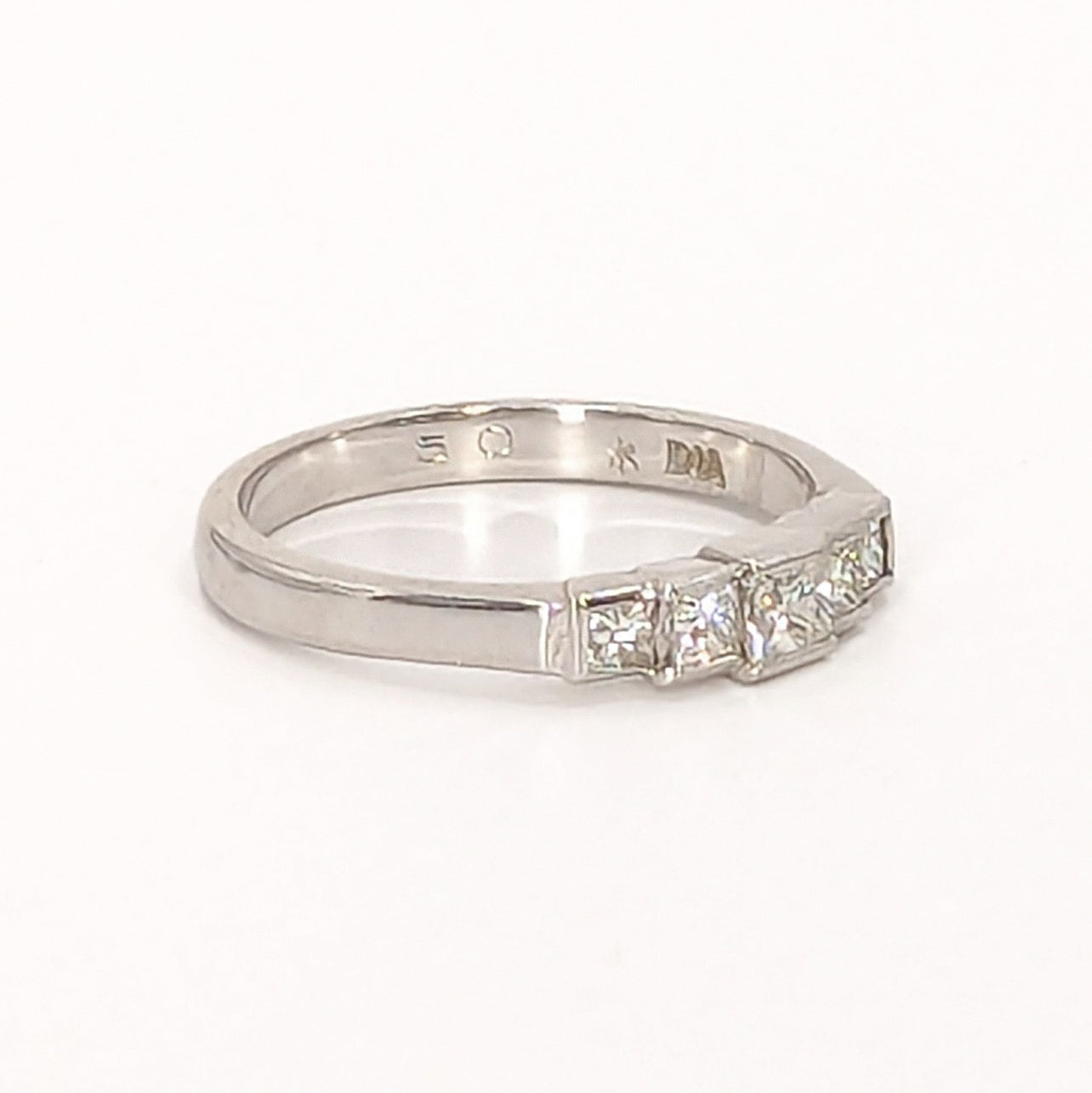 18ct White Gold Princess Cut 5 Diamond Ring