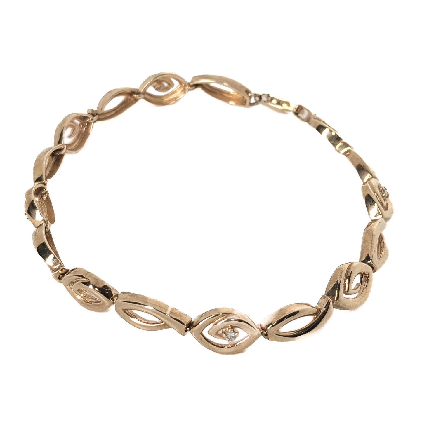 9ct Yellow Gold Diamond Set 7.5" Bracelet