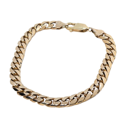 9ct Yellow Gold, Bombay Curb Link Bracelet 8"