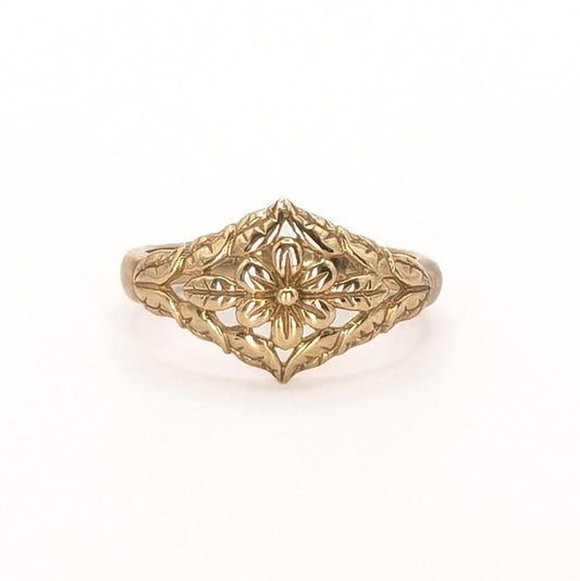 9ct Yellow Gold Floral Dress Ring