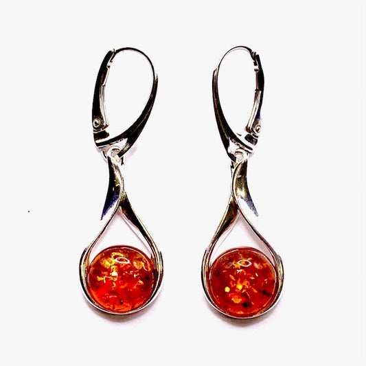 Silver Amber set Drop Earrings